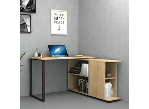 0645656378730 - Toscohome - Schreibtisch 120x60 cm mit Bücherregal Farbe Oslo Eiche