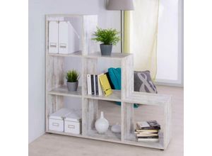 0645656379775 - Toscohome - Modernes Design Holz Würfel Bücherregal 116cm in getragenem Weiß - Bergamo