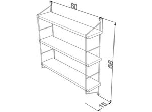 0645656381747 - Toscohome - Regal 60x68h cm mit drei eichenfarbigen Holzböden und schwarzer Stahlstruktur - Neelix