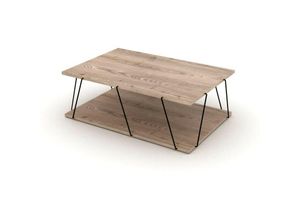 0645656382836 - Toscohome - Couchtisch 90x60 cm aus eichenfarbenem Holz und Metallgestell - Tars