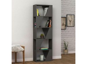 0645656385813 - Bücherregal aus Holz 54x168h cm mit 5 Fachböden anthrazitfarben - Rahmen 0645656385813 - Bücherregal aus Holz 54x168h cm mit 5 Fachböden anthrazitfarben - Rahmen