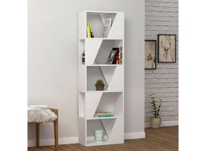 0645656385820 - Toscohome - 54x168h cm Bücherregal aus Holz mit 5 Fachböden in weiß - Rahmen