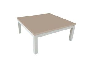 0645656385998 - Toscohome - Quadratischer Couchtisch 80 cm mit weißem Rahmen und tonfarbener Platte - Tratto