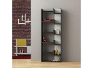 0645656386209 - Toscohome - Bücherregal aus Holz 605x1625h cm mit Einlegeböden anthrazit und weiß - Oppa