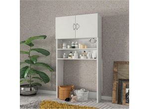 0645656386490 - Toscohome - Waschmaschinenschrank 60x180 cm mit Türen und Einlegeböden Farbe weiß