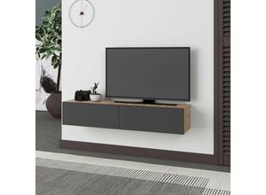 0645656387060 - Toscohome - TV-Hängeschrank aus Holz 135cm mit Klapptüren Farbe Eiche und Anthrazit - Francy