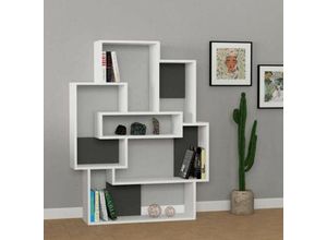 0645656387220 - Toscohome - Bücherregal aus Holz 101x132H cm mit 7 Fachböden Farbe weiß und anthrazit - Barce