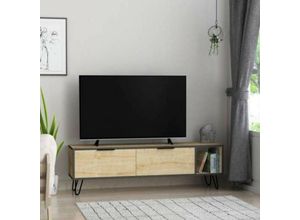 0645656389132 - Toscohome - TV-Ständer 150x50H cm mit 2 Türen Farbe Eiche - Furoki