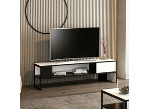 0645656391180 - Toscohome - TV-Ständer 150x42h cm Metallstruktur weiß und schwarz Farbe - Concordtv