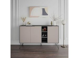 0645656392507 - Sideboard mit 3 Türen und Einlegeböden 142x83h cm anthrazit und taubengrau - Clara