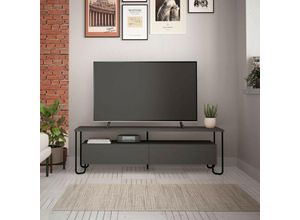 0645656392743 - TV-Ständer 150x45h cm mit zwei Türen anthrazitfarben - Cornea