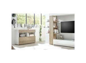 0645656392842 - Toscohome - Sideboard Anrichte 110 cm Eiche und weiß - Astrakat