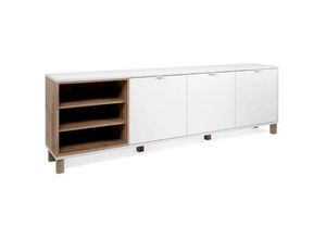 0645656395409 - Toscohome - Sideboard 200 cm mit 3 Türen in Weiß und Eiche - Menorca 57A