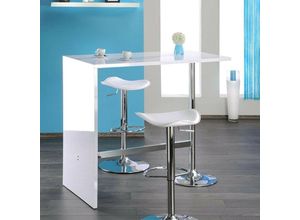 0645656395997 - Toscohome - Bartisch 120x60 cm Chromgestell und weiße Platte - Party