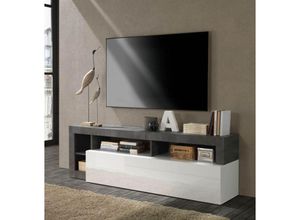 0645656396468 - Toscohome - TV-Ständer 184 cm glänzend weiß und oxid - Mogol