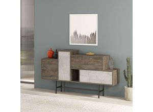 0645656397519 - Toscohome - Sideboard mit Türen und Schubladen 160 cm Kaffee und Marmor - Hermes