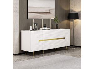 0645656398189 - Sideboard mit weißen Türen und goldenen Details 180 cm - Jose