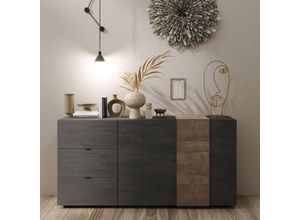 0645656398318 - Toscohome - Sideboard mit Türen und Schubladen 181 cm Titan und Eiche mercure - Sabry