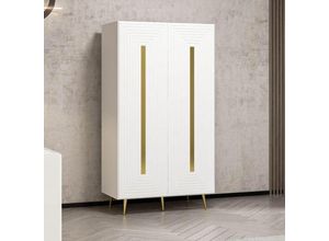 0645656398783 - Mehrzweckschrank mit weißen Türen und goldenen Details 90 cm - Jose