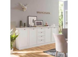 0645656398974 - Sideboard 200x90h cm mit Schubladen und Einlegeböden matt weiß - Landwood 52