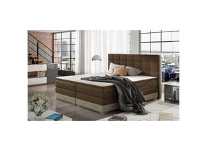 0651650167492 - Fun Moebel - Boxspringbett Bett prato Polyesterstoff Dunkelbraun  Beige 180x200cm