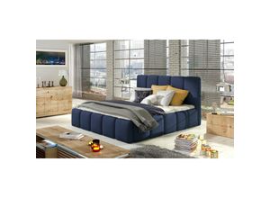 0651650168468 - Fun Moebel - Polsterbett Doppelbett verona Set1 Polyesterstoff Dunkelblau 140x200cm