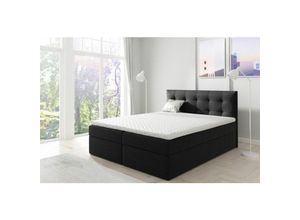 0653415602774 - Fun Moebel - Boxspringbett Schlafzimmerbett oviedo xl 160x220cm Stoff Schwarz