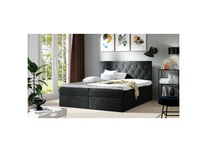 0653415606741 - Fun Moebel - Boxspringbett Schlafzimmerbett manolis 200x220cm Stoff Alova Schwarz 0653415606741 - Fun Moebel - Boxspringbett Schlafzimmerbett manolis 200x220cm Stoff Alova Schwarz