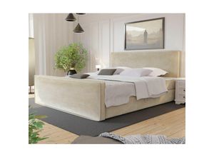 0653415609636 - Fun Moebel - Boxspringbett Schlafzimmerbett celes 140x200cm Stoff Monolith Beige