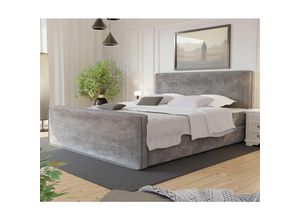 0653415609834 - Boxspringbett Schlafzimmerbett CELES 140x200cm Stoff Monolith Silbergrau