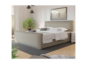 0653415610069 - Boxspringbett Schlafzimmerbett celes 200x200cm Stoff Brooklyn Sand