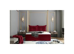 0653415615309 - Fun Moebel - Boxspringbett Schlafzimmerbett perla 140x200cm Stoff Rot