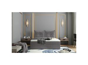 0653415615385 - Fun Moebel - Boxspringbett Schlafzimmerbett perla 140x200cm Stoff Grau