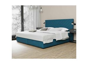 0653415616481 - Fun Moebel - Boxspringbett Schlafzimmerbett belcora 120x200cm Stoff Petrolblau ink Bettkasten