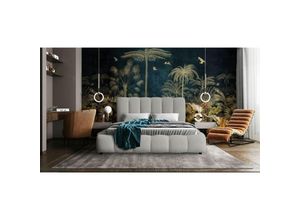 0654170915499 - Fun Moebel - Polsterbett Doppelbett heda 140x200cm Komplettset in Stoff Perfect Harmony Hellgrau