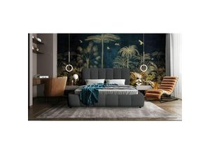 0654170915529 - Fun Moebel - Polsterbett Doppelbett heda 140x200cm Komplettset in Stoff Perfect Harmony Anthrazit