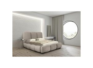 0654170915550 - Fun Moebel - Polsterbett Doppelbett gracia 140x200cm Komplettset in Stoff Allora Graubeige