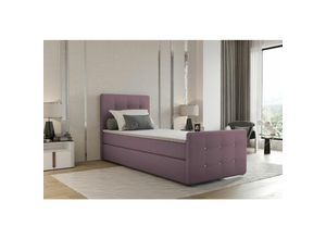 0654170917523 - Fun Moebel - Boxspringbett Bett markos 100x200cm Bettkasten Seite Links Violett inkl Topper