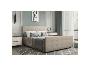 0654170918209 - Fun Moebel - Boxspringbett Schlafzimmerbett markos 120x220cm Stoff Soro Beige inkl Bettkasten