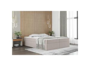 0654170921186 - Fun Moebel - Boxspringbett Schlafzimmerbett prima 120x200cm Stoff Creme inkl Bettkasten