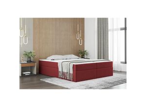 0654170921261 - Fun Moebel - Boxspringbett Schlafzimmerbett prima 140x200cm Stoff Rot inkl Bettkasten