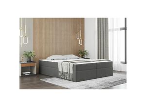 0654170921285 - Fun Moebel - Boxspringbett Schlafzimmerbett prima 140x200cm Stoff Grau inkl Bettkasten