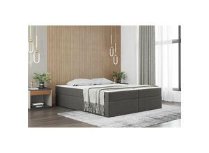 0654170921421 - Fun Moebel - Boxspringbett Schlafzimmerbett prima 160x200cm Stoff Braungrau inkl Bettkasten