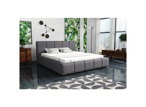 0654170931116 - Polsterbett Bett Doppelbett GENUA Komplettset 180x200cm Stoff Sawana Dunkelgrau