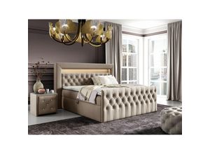 0654170933264 - Fun Moebel - Boxspringbett Schlafzimmerbett sevra Nr1 120x200cm in Elisa Velvet Beige