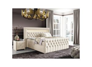 0654170933332 - Fun Moebel - Boxspringbett Schlafzimmerbett sevra Nr1 180x200cm in Elisa Velvet Cremeweiss