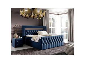 0654170933530 - Boxspringbett Schlafzimmerbett sevra Nr2 180x200cm in Elisa Velvet Blau