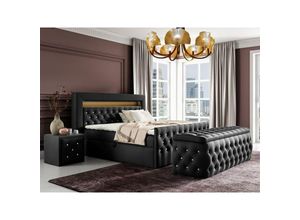 0654170933660 - Boxspringbett Schlafzimmerbett sevra Nr3 120x200cm in Elisa Velvet Schwarz