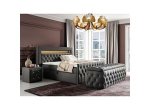 0654170933714 - Boxspringbett Schlafzimmerbett SEVRA Nr3 140x200cm in Elisa Velvet Anthrazit