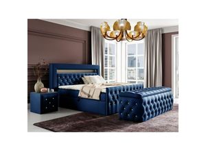 0654170933783 - Fun Moebel - Boxspringbett Schlafzimmerbett sevra Nr3 120x200cm in Elisa Velvet Blau